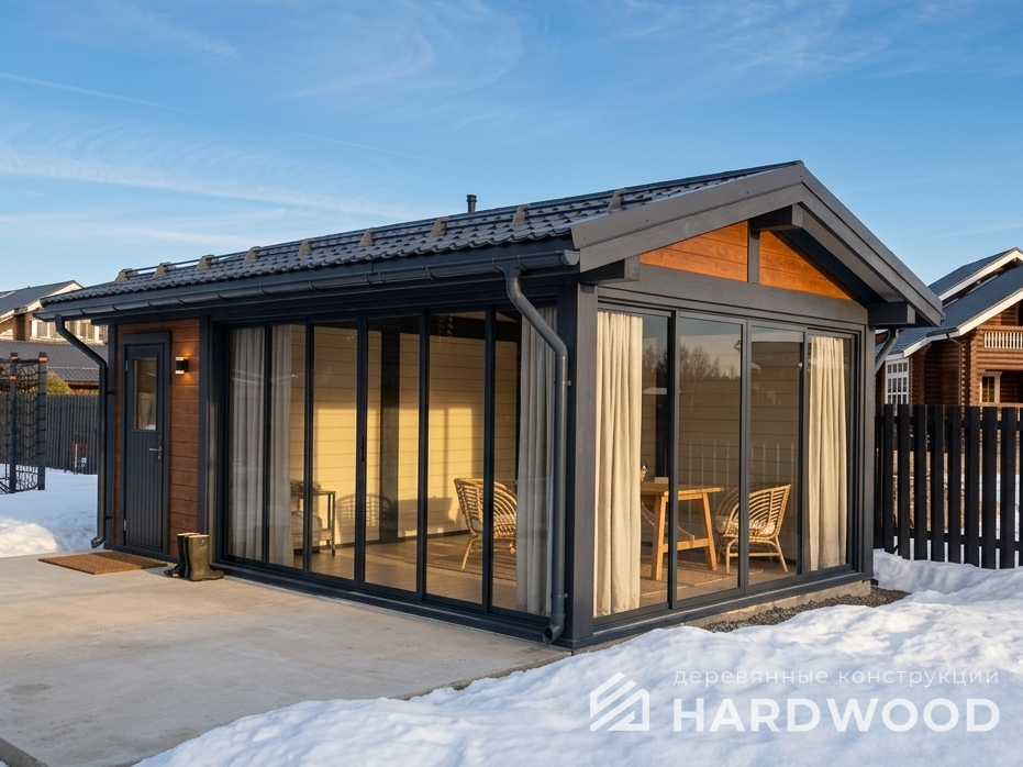 Беседка из дерева с окнами в пол №95 - фото 2259